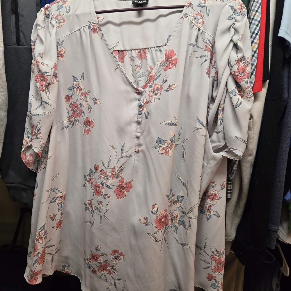 Floral Button-Front Blouse